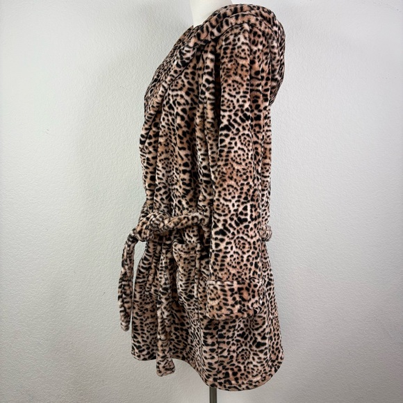 Betsey Johnson Leopard Print Plush Hooded Robe | Cozy Glam M/L - Picture 3 of 8